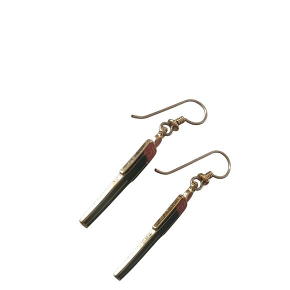 Vintage 80's Laurel Burch Artistic Earrings with Black and Pink Homme Man Signed - Picture 7 of 13